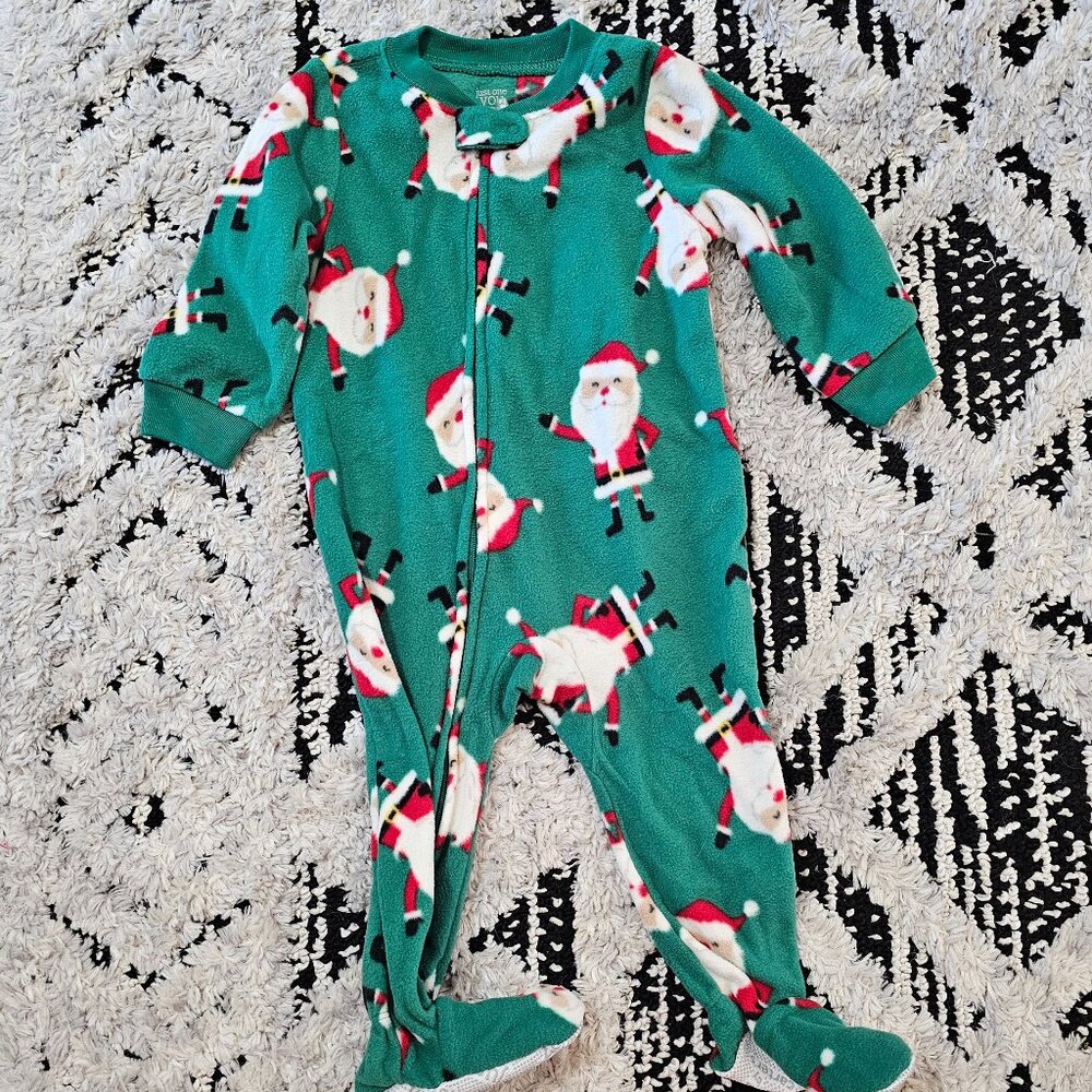 Carter's Baby Boy Fleece Santa Footed Zip Up Sleeper 12M